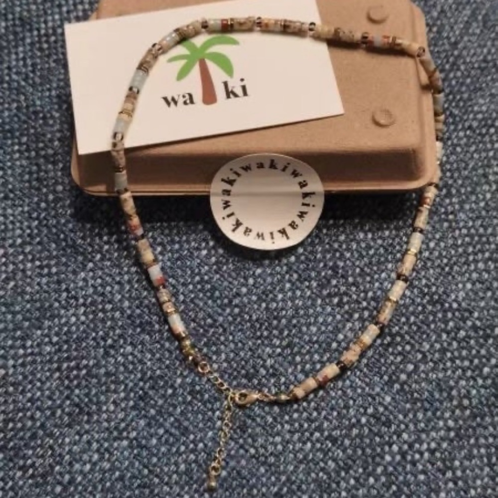 Natural Jade Vacation-style Blue-Brown Handmade Beaded Necklace LAST